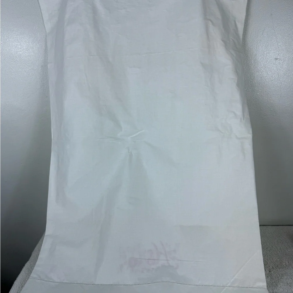 Vintage‎ Standard Pillowcase Embroidered Hers White Pink Floral Country Shabby